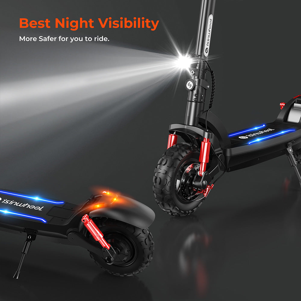 isinwheel GT2 Off-road Electric Scooter, 800W Motor, 48V 15Ah Battery, 11-inch Pneumatic Tires, 45km/h Max Speed, 45km Max Range, Disc Brake, Quadruple Shock Absorber - Black