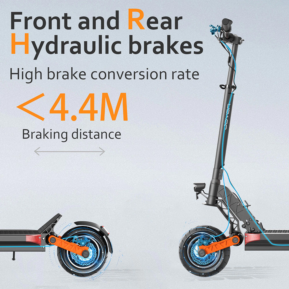 JOYOR S10-Z Electric Scooter 10 Inch Off-road Tires 60V 18Ah Battery 1000W*2 Dual Motor 70-85KM Range 120KG Load Double Hydraulic Disc Brakes Shock absorber Turn signal Smart LED Display update from S10-S - Black