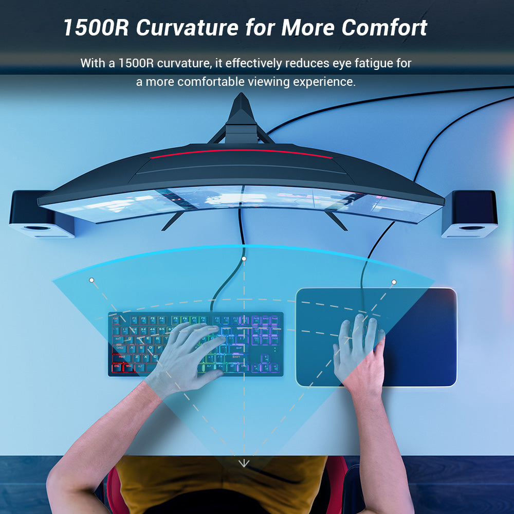 KTC H27S17 27-inch 1500R Curved Gaming Monitor QHD 2560x1440 16:9 ELED 180Hz 120% sRGB 4000:1 Contrast Ratio 1ms MPRT Response Time Low Motion Blur Compatible with FreeSync G-Sync USB 2xHDMI2.0 2xDP1.4 Audio Out VESA Mount