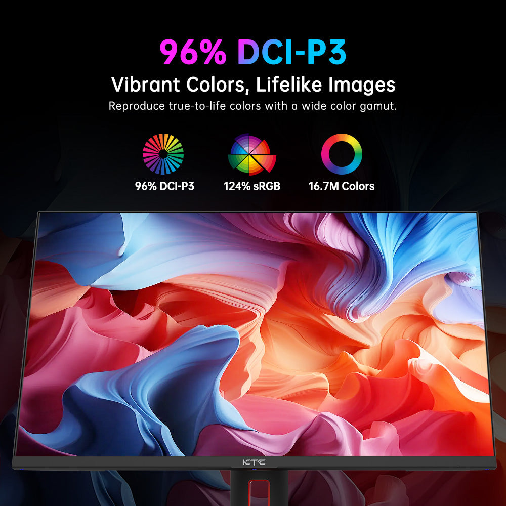 KTC H27T22 27-inch Gaming Monitor 2560x1440 QHD 16:9 ELED 180Hz Fast IPS Panel Screen 1ms GTG Response Time 99% sRGB HDR10 Low Motion Blur Compatible with FreeSync G-SYNC USB 2xHDMI2.0 2xDP1.4 Audio Out Horizontal & Vertical Rotated VESA Mount