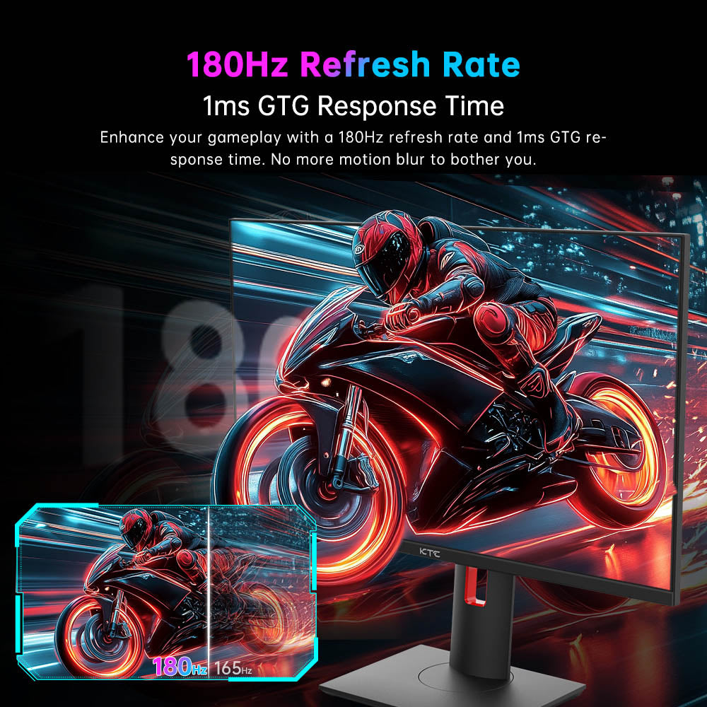 KTC H27T22 27-inch Gaming Monitor 2560x1440 QHD 16:9 ELED 180Hz Fast IPS Panel Screen 1ms GTG Response Time 99% sRGB HDR10 Low Motion Blur Compatible with FreeSync G-SYNC USB 2xHDMI2.0 2xDP1.4 Audio Out Horizontal & Vertical Rotated VESA Mount