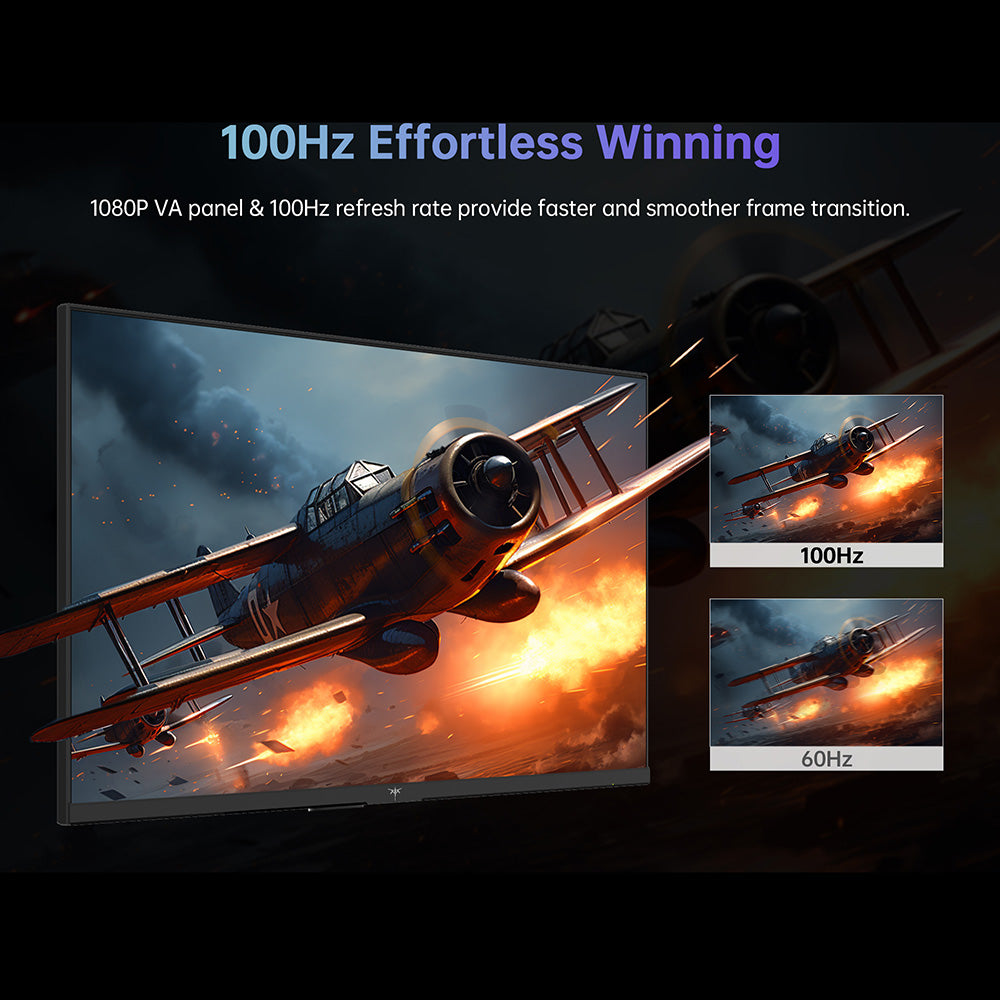 KTC H27V13 27-inch Gaming Monitor, 1920x1080 FHD 16:9 VA Panel, 100Hz Refresh Rate, 4000:1 Contrast Ratio, 106% sRGB HDR10 8ms Response Time, Low Blue Light, FreeSync & G-Sync Compatible, HDMI VGA Audio Out, VESA Wall Mount Tilt Adjustment Displayer
