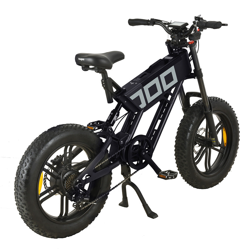 KUGOO T01 Electric Bicycle 48V 500W Motor 13Ah Battery 20*4.0 Inch Fat Tires 38Km/h Max Speed Shimano 7-Speed Gears Hydraulic Brakes 50-65KM Mileage 150KG Load Electric Mountain Bike - Black