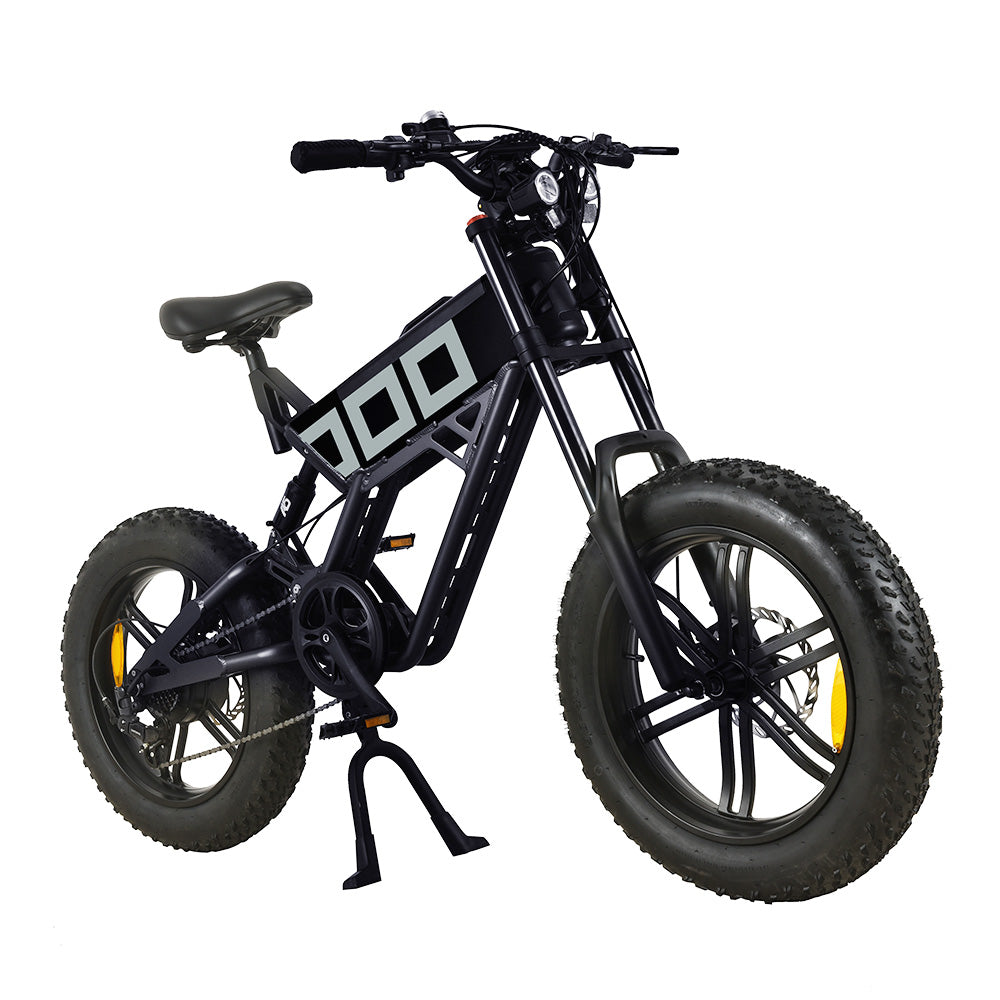 KUGOO T01 Electric Bicycle 48V 500W Motor 13Ah Battery 20*4.0 Inch Fat Tires 38Km/h Max Speed Shimano 7-Speed Gears Hydraulic Brakes 50-65KM Mileage 150KG Load Electric Mountain Bike - Black