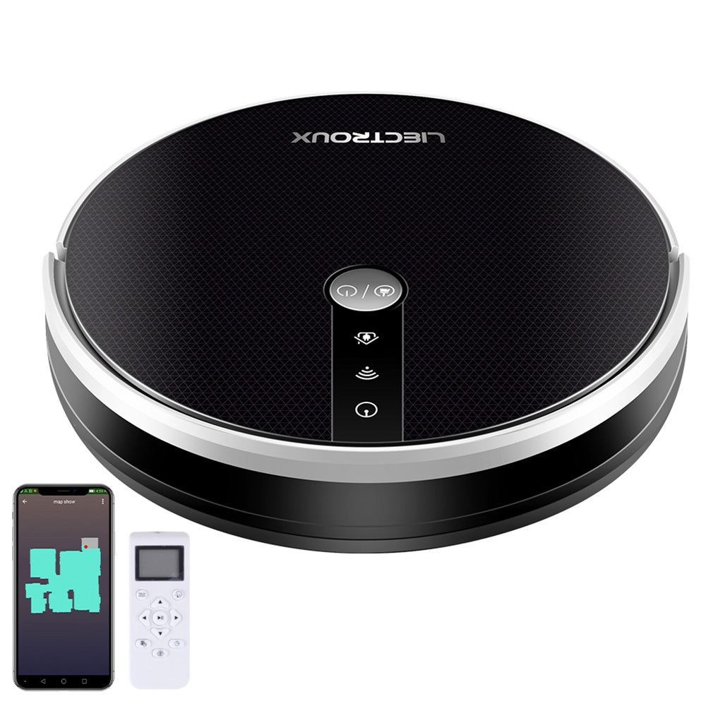 Liectroux C30B Robot Vacuum Cleaner 6000Pa Suction with AI Map Navigation 2500mAh Battery Smart Partition Electric Water Tank APP Control - Black