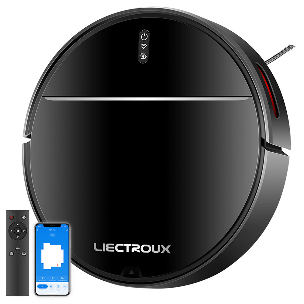 Liectroux M7S Pro Robot Vacuum Cleaner Sweeping Vacuuming Mopping Integrated 2D Map Navigation, 4400mAh Battery, Run 110mins - Black