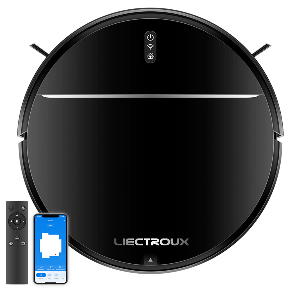 Liectroux M7S Pro Robot Vacuum Cleaner Sweeping Vacuuming Mopping Integrated 2D Map Navigation, 4400mAh Battery, Run 110mins - Black