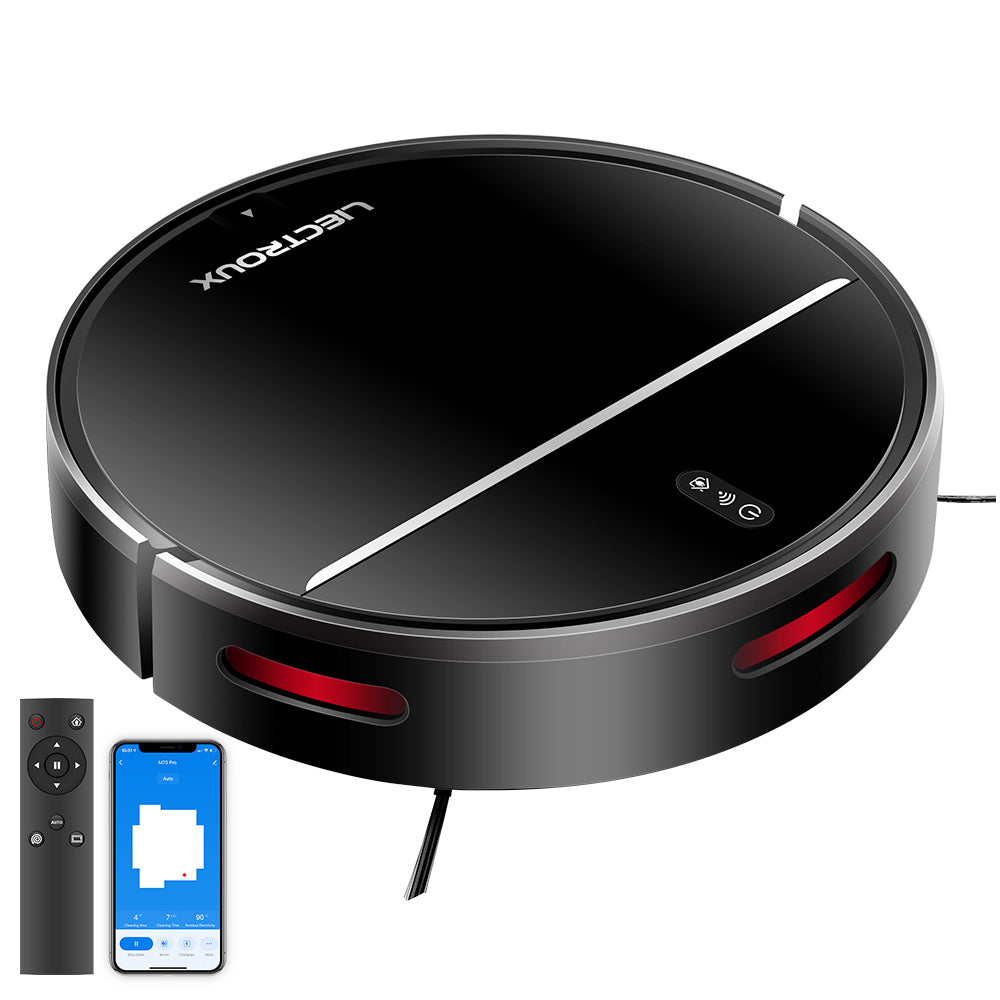 Liectroux M7S Pro Robot Vacuum Cleaner Sweeping Vacuuming Mopping Integrated 2D Map Navigation, 4400mAh Battery, Run 110mins - Black