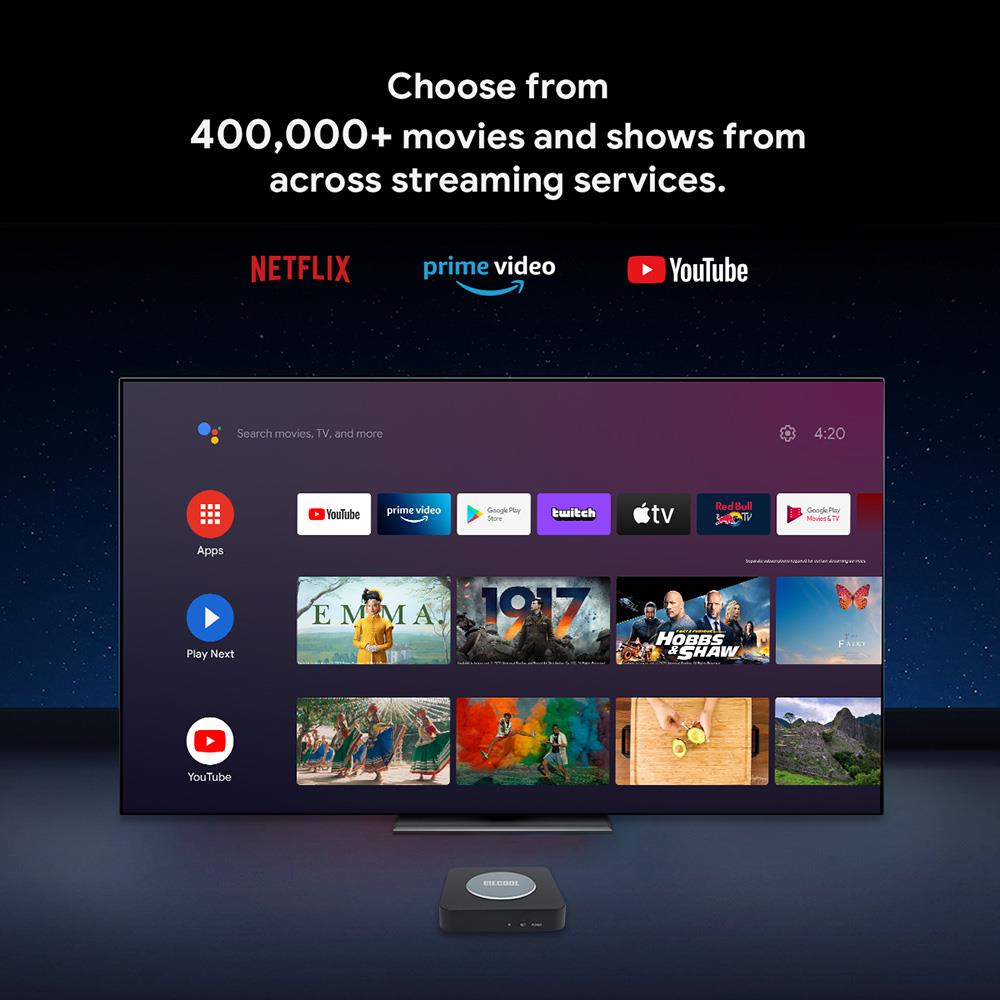 MECOOL KM2 PLUS Netflix Supported Google Android TV 11.0 Smart TV BOX, Amlogic S905X4 2GB RAM 16GB eMMC AV1 Ultra 4K HDR 2.4G/5.0GHz WiFi BT5.0 SPDIF Google Assistant Dolby Atmos Audio Ethernet Multi-streamer Home Media Player Set Top Box - EU Plug