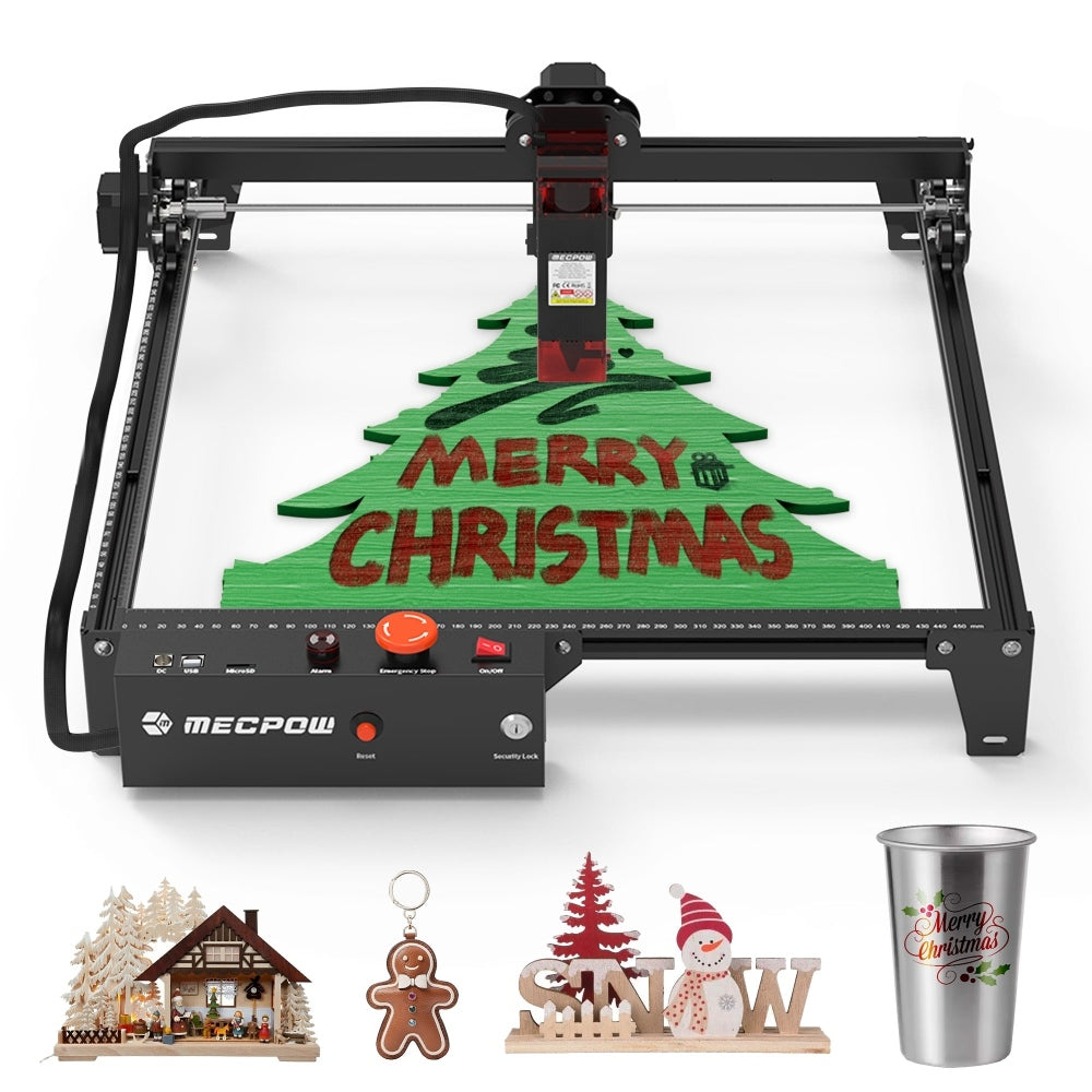 Mecpow X3 Laser Engraver, 5W Laser Power, Fixed-Focus, 0.01mm Accuracy, 10000 mm/min Engraving Speed, Safety Lock, Emergency Stop, Flame Detection, Gyroscope Sensor, 410x400mm