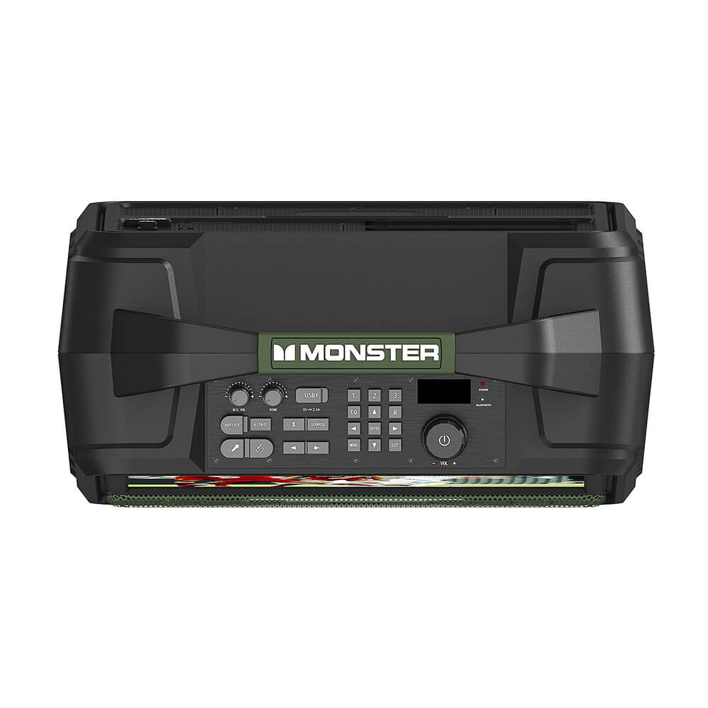 Monster Vmay 1080P Outdoor TV 60W Bluetooth Speaker Combo, DVB-T/DVB-T2 Tuner, FM Radio,15.6” Display, 8 Hours Of Video Playback, 25 Hours of Audio Playback, HDMI/Mic/USB