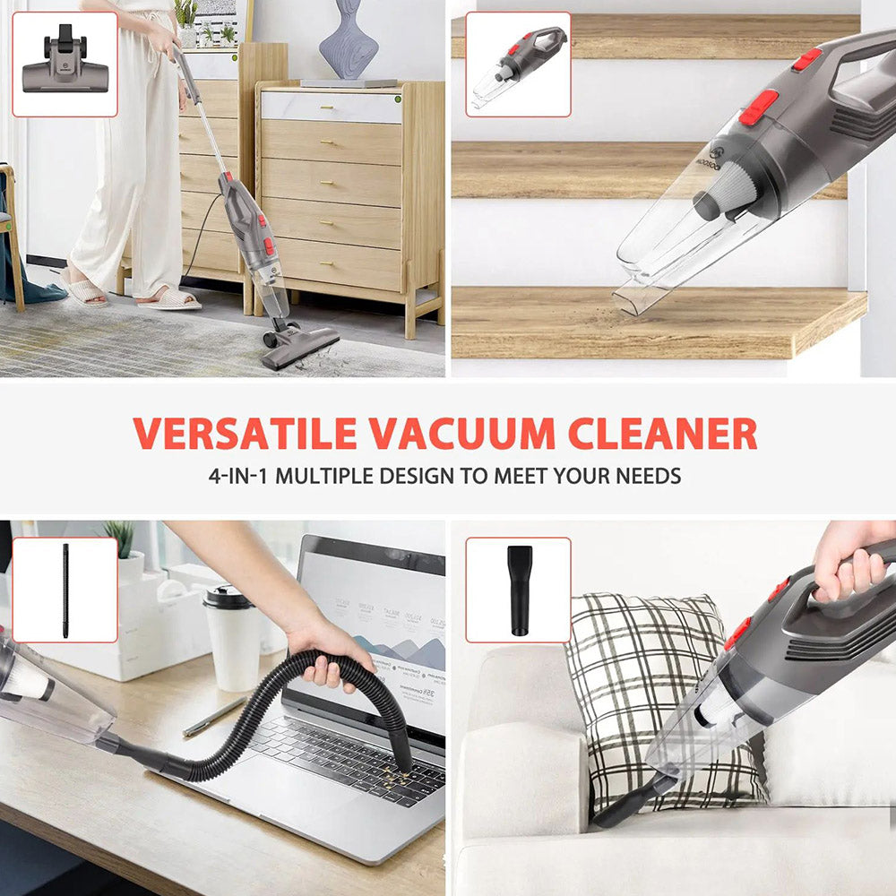 MOOSOO LT450 4-in-1 Corded Stick Vacuum Cleaner, 15kPa Powerful Suction, 0.8L Dust Cup, 4 Stages Filtration, Self-standing