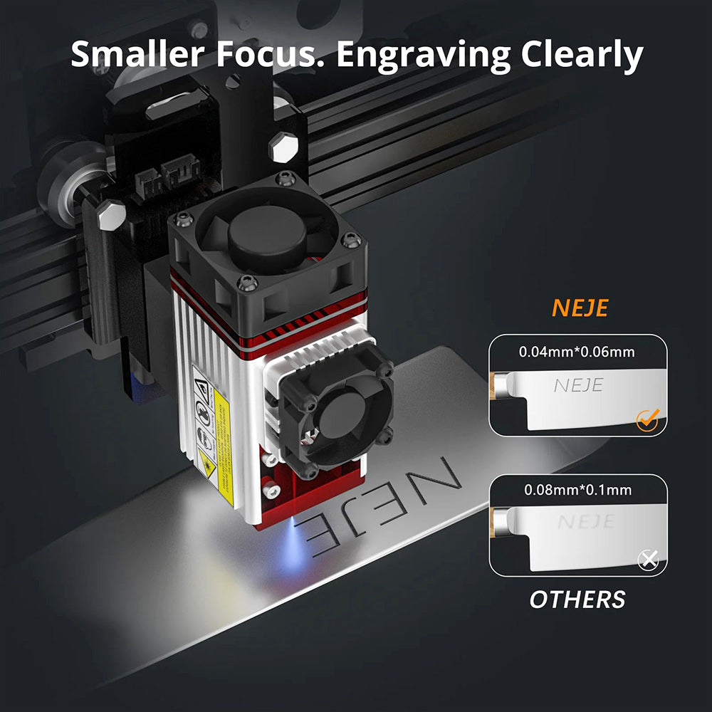 NEJE A40640 12W Laser Module Kit, 0.04*0.06mm Focus Spot, Metal Air Nozzle Module Radiator, FAC Tech 2 x Beam, 20mm Cutting Thickness