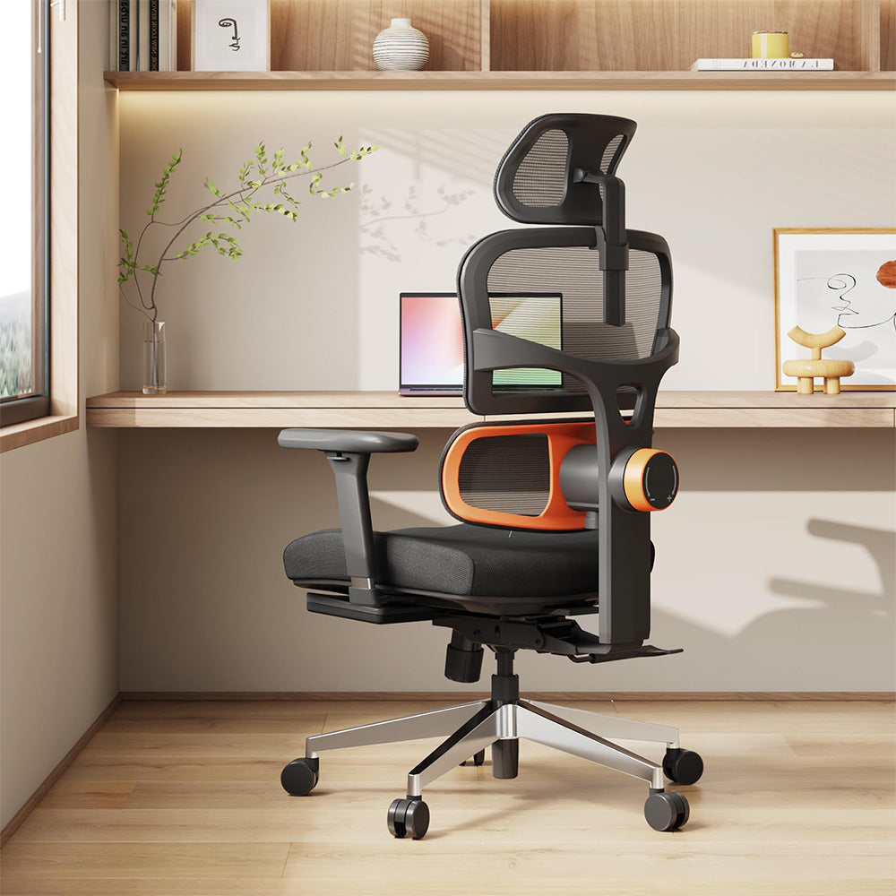 NEWTRAL NT002 Ergonomic Chair Adaptive Lower Back Support with Footrest 4 Recline Angle Adjustable Backrest Armrest Headrest 5 Positions to Lock Aluminum Alloy Base - Pro Version