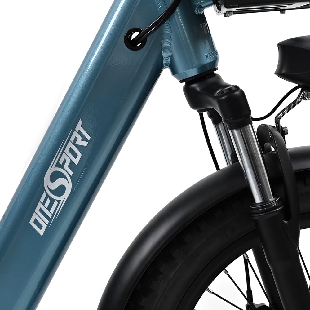 ONESPORT OT01 Electric Cargo Bike, 650W Motor, 48V 27Ah Battery, 20*2.6-inch Tire, 25km/h Max Speed, 100km Max Range, Hydraulic Disc Brakes, Front Suspension Fork - Blue