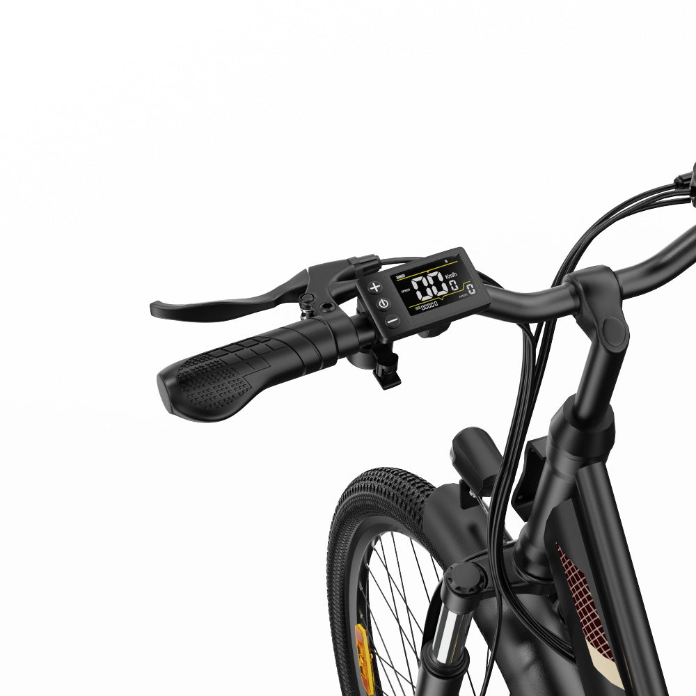 ONESPORT OT18 City Electric Bike, 26*2.35 inch wide Tires, 250W Motor 25km/h, 36V 14.4Ah Big Battery up to 100km Max Range, Shimano 7-speed, Front Shock-absorbing fork, 25 Degree Climbing Bluetooth APP - Black