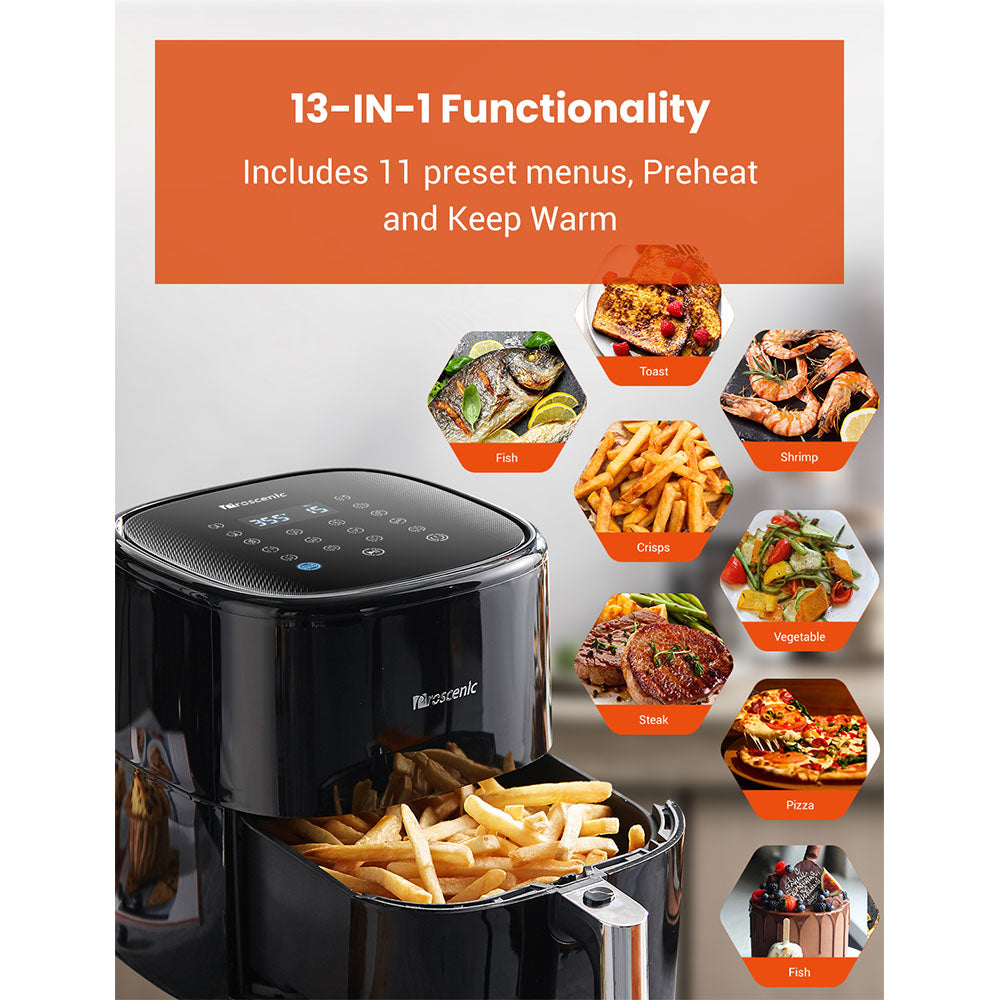 Proscenic T22 Smart Electric Air Fryer/Oil-Free/Non-stick Pan/5L Capacity /1500W/Black