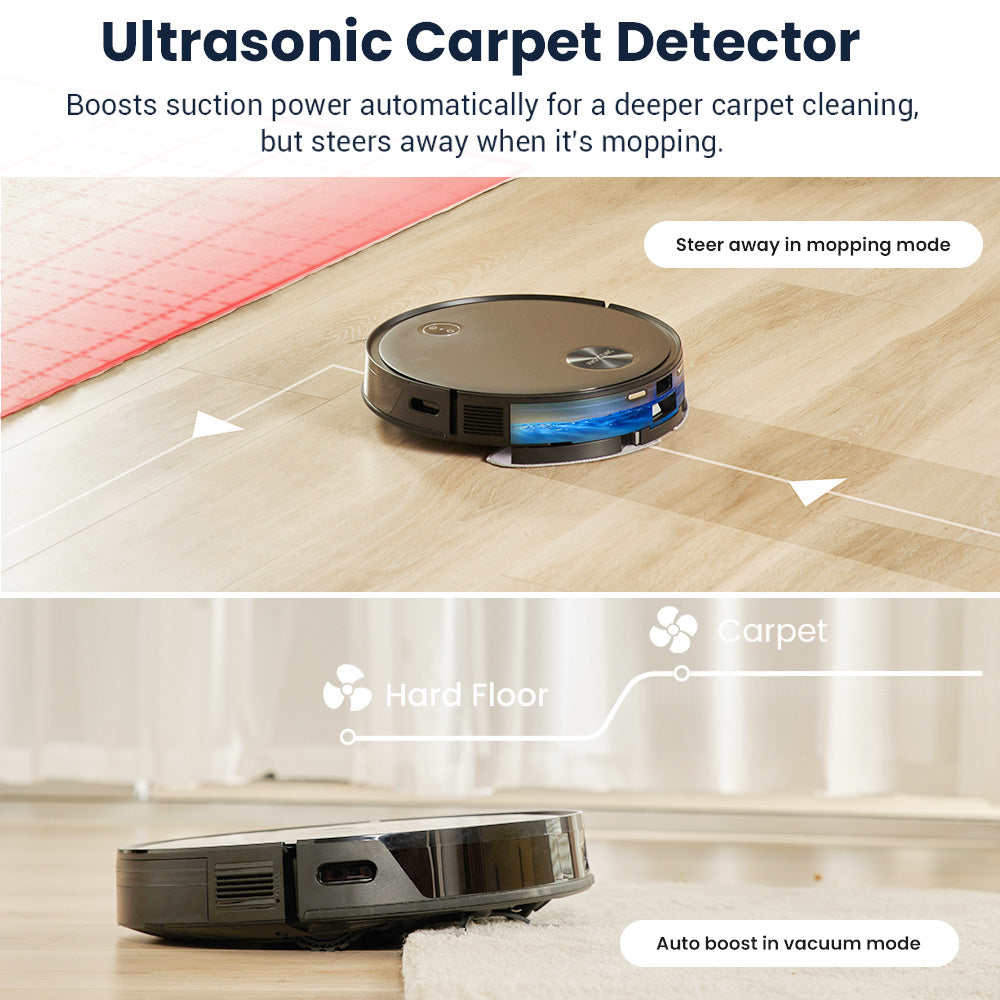 Proscenic V10 Robot Vacuum Cleaner 3 In 1 Vacuuming Sweeping and Mopping 3000pa Vibrating Mopping System LDS Navigation 240ml Dust Bin 2600mAh Battery 120Mins Runtime Smart APP & Alexa Control - Black