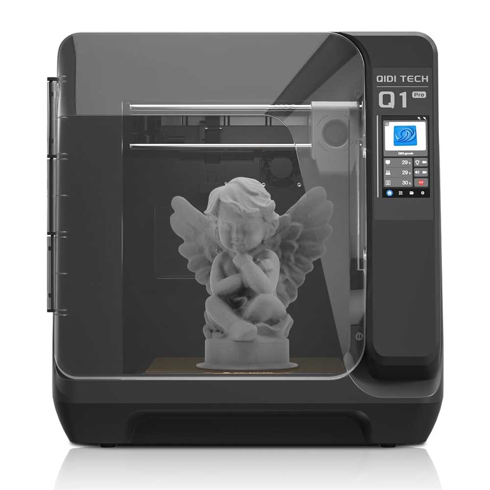 QIDI TECH Q1 Pro 3D Printer, 600mm/s Max, 60°C Heated Chamber, 350°C High-Temp Printing, Tri-metal Hot-end, Auto Leveling, Filament Detection, 245*245*240mm
