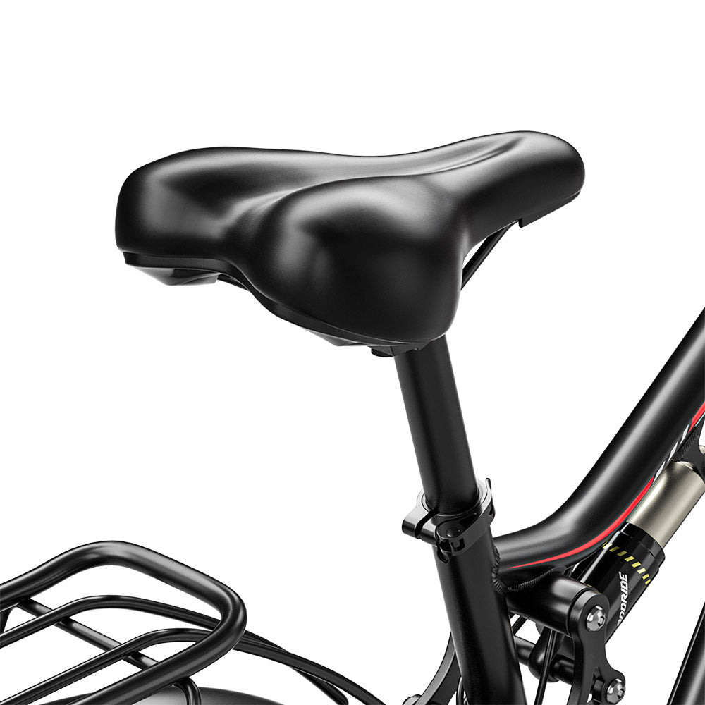 RANDRIDE YG90B Electric Bike 1000W Motor 45km/h Max Speed 48V 17Ah Removable battery 80-90KM Max Range 27.5*2.4'' CST Tires 120kg Load Shimano 21 Gears Hydraulic brake - Black & Red