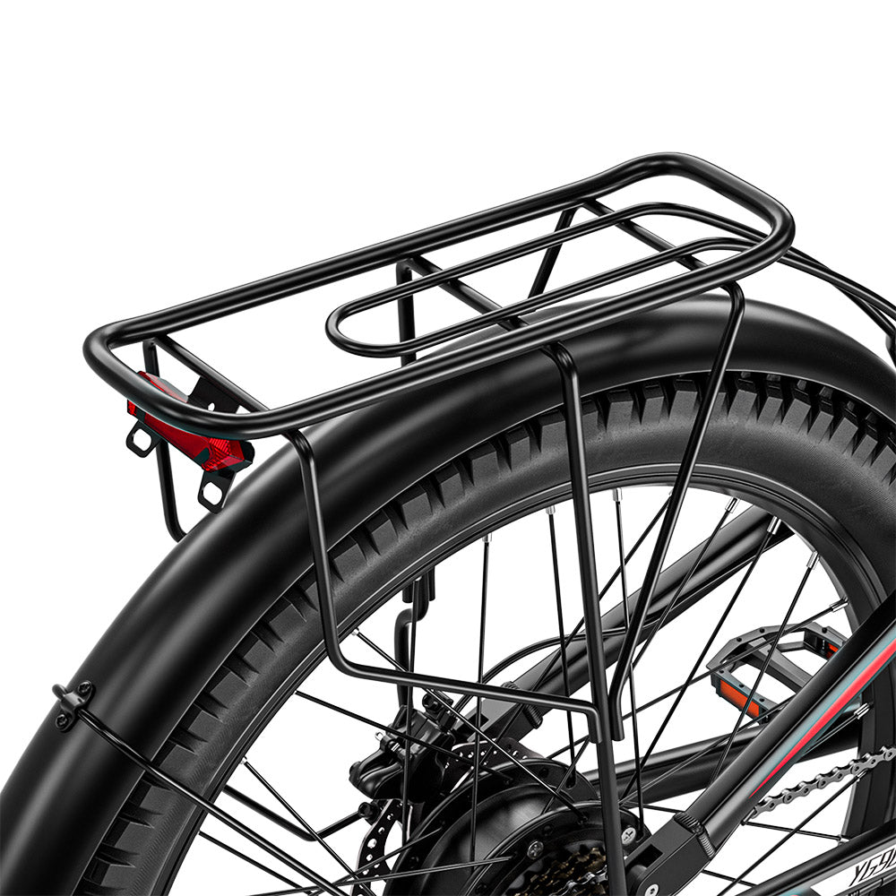 RANDRIDE YG90B Electric Bike 1000W Motor 45km/h Max Speed 48V 17Ah Removable battery 80-90KM Max Range 27.5*2.4'' CST Tires 120kg Load Shimano 21 Gears Hydraulic brake - Black & Red