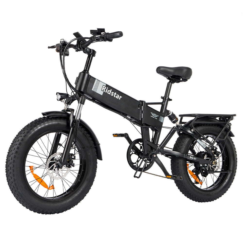 Ridstar H20 Folding Electric Bike, 1000W Motor, 48V 15AH Battery, 20*4.0inch Fat Tires, 45km/h Max Speed, 80km Max Range, Shimano 7-speed, Dual Disc Brakes, Front & Rear Dual Hydraulic Suspension