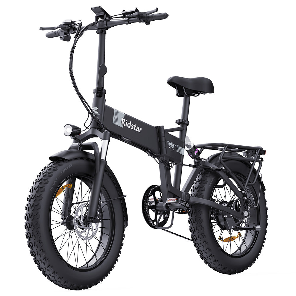 Ridstar H20 Folding Electric Bike, 1000W Motor, 48V 15AH Battery, 20*4.0inch Fat Tires, 45km/h Max Speed, 80km Max Range, Shimano 7-speed, Dual Disc Brakes, Front & Rear Dual Hydraulic Suspension