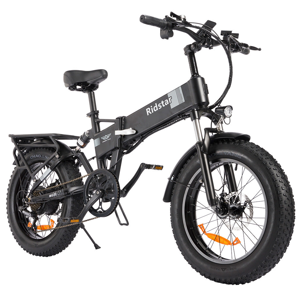 Ridstar H20 Folding Electric Bike, 1000W Motor, 48V 15AH Battery, 20*4.0inch Fat Tires, 45km/h Max Speed, 80km Max Range, Shimano 7-speed, Dual Disc Brakes, Front & Rear Dual Hydraulic Suspension