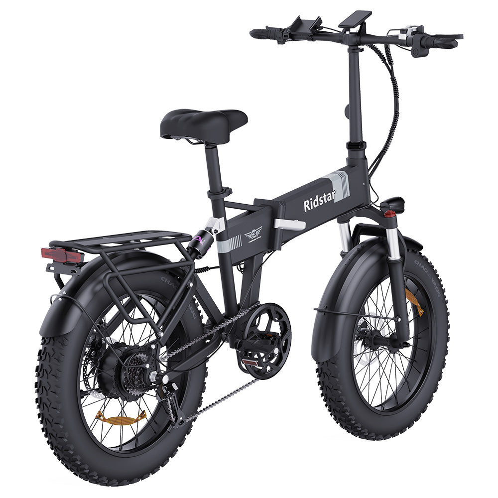 Ridstar H20 Folding Electric Bike, 1000W Motor, 48V 15AH Battery, 20*4.0inch Fat Tires, 45km/h Max Speed, 80km Max Range, Shimano 7-speed, Dual Disc Brakes, Front & Rear Dual Hydraulic Suspension