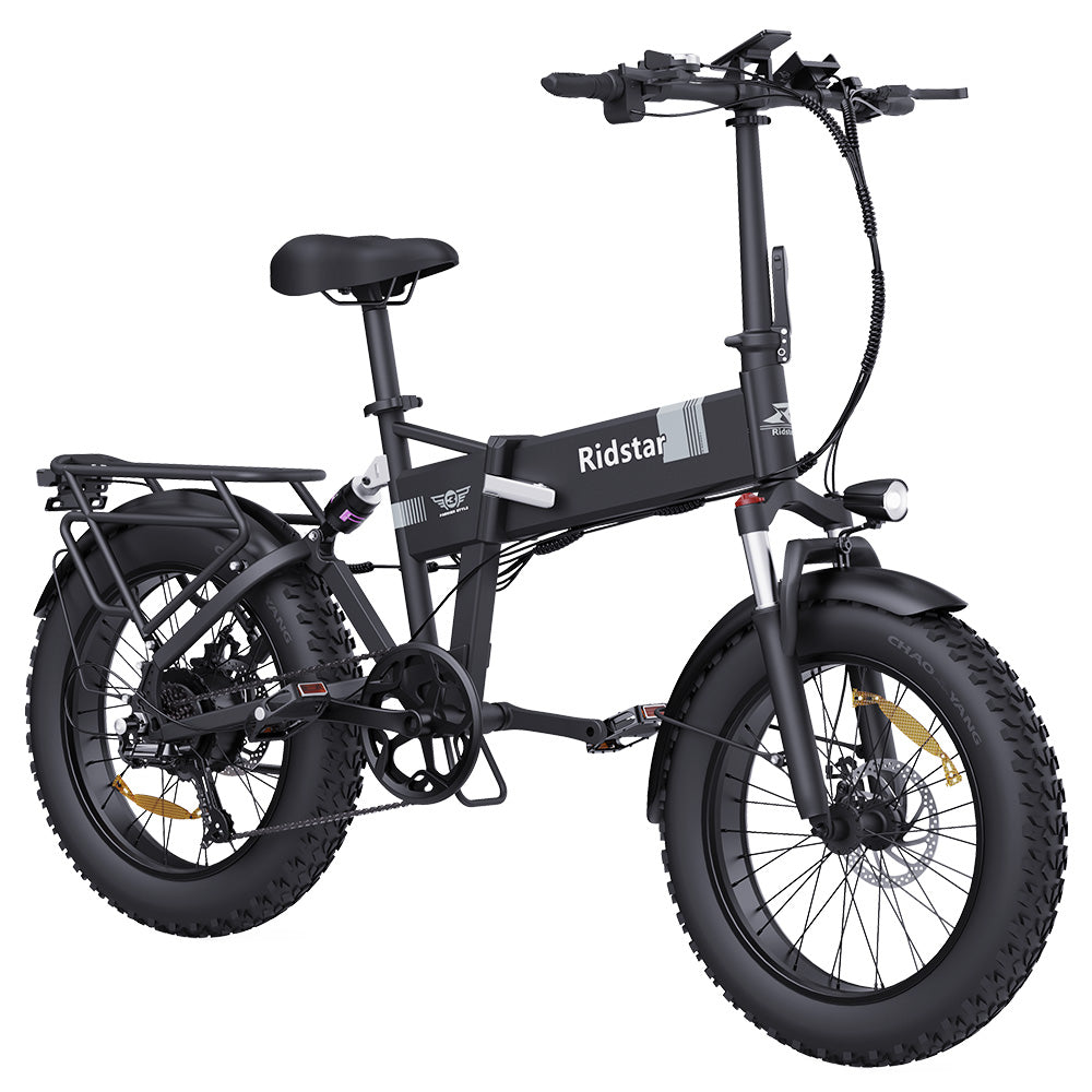Ridstar H20 Folding Electric Bike, 1000W Motor, 48V 15AH Battery, 20*4.0inch Fat Tires, 45km/h Max Speed, 80km Max Range, Shimano 7-speed, Dual Disc Brakes, Front & Rear Dual Hydraulic Suspension