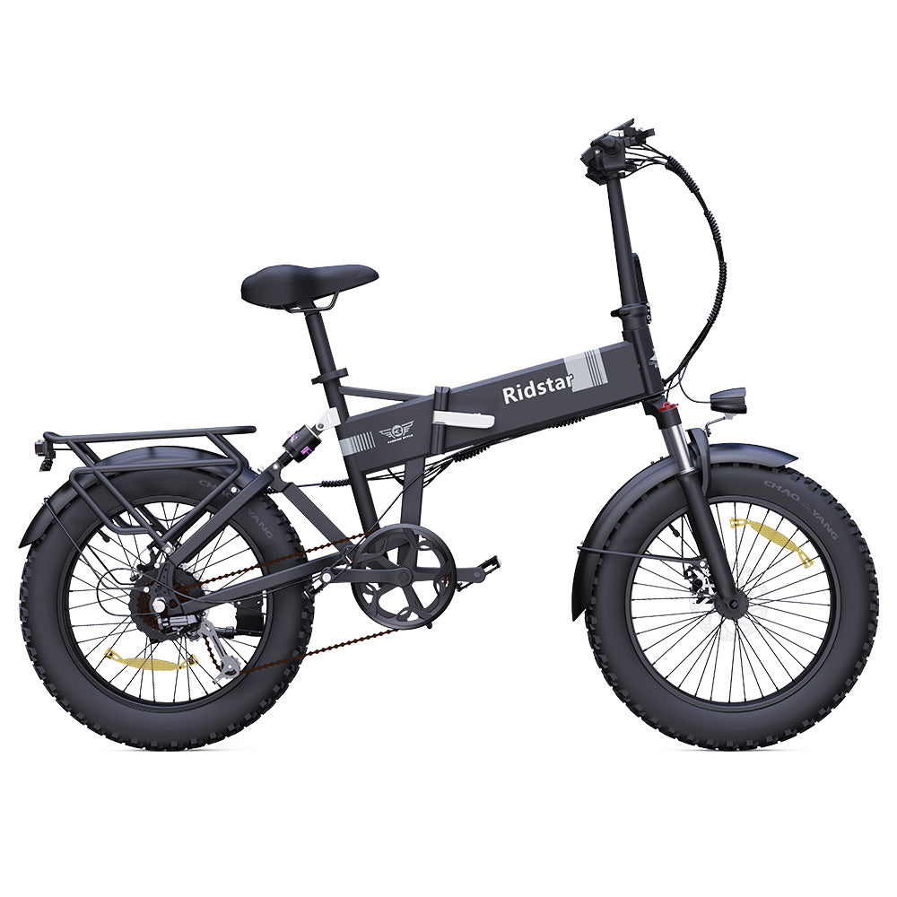 Ridstar H20 Folding Electric Bike, 1000W Motor, 48V 15AH Battery, 20*4.0inch Fat Tires, 45km/h Max Speed, 80km Max Range, Shimano 7-speed, Dual Disc Brakes, Front & Rear Dual Hydraulic Suspension