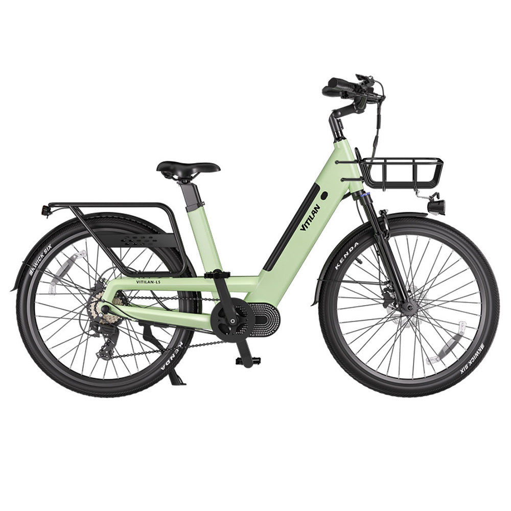 Vitilan L5 Electric Bike, 500W Motor, 48V 15Ah Battery, 26*2.4-inch Tire, 40km/h Max Speed, 105km Range, Hydraulic Disc Brakes, Adjustable Spring Suspension Fork, Shimano 7-speed, Intelligent Color Display - Green