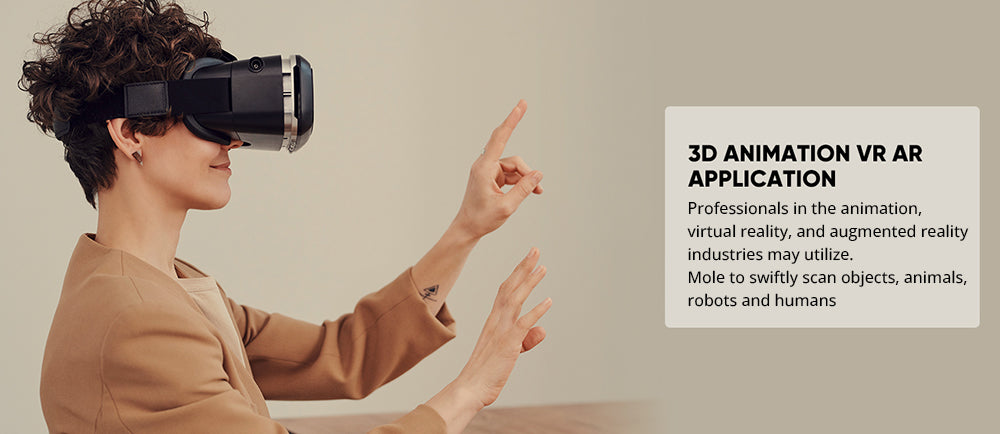 3D Makerpro Mole Standard 3D skener, presnosť 0,05 mm, rozlíšenie 0,1 mm, pracovná vzdialenosť 150–400 mm, s technológiou Multi-Spectral, podporuje skenovanie tvárí.