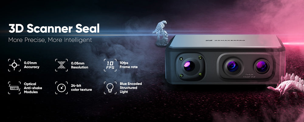 3D skener 3DMakerpro Seal, presnosť 0,01 mm, rozlíšenie 0,05 mm, 24-bitové zachytávanie farieb