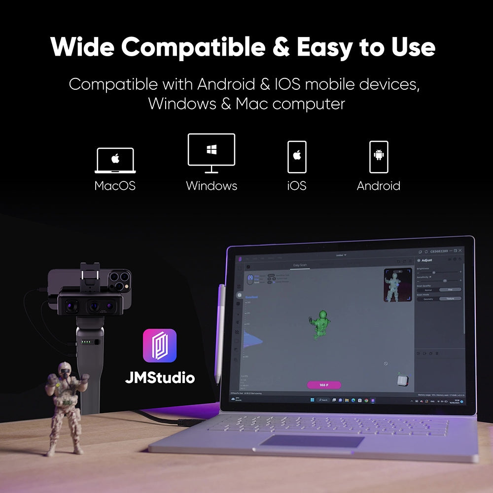 3D skener 3DMakerpro Seal, presnosť 0,01 mm, rozlíšenie 0,05 mm, 24-bitové zachytávanie farieb