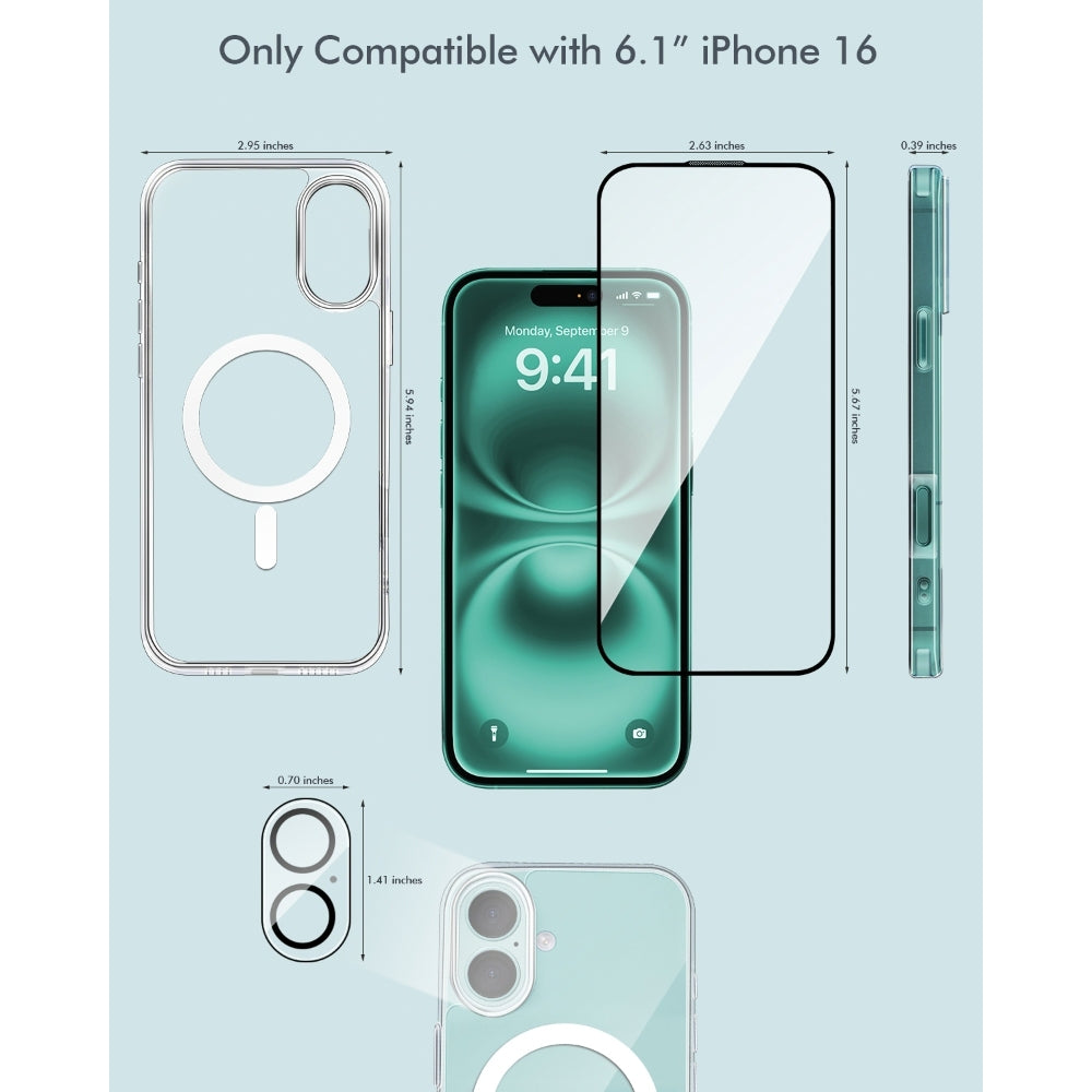 3inuS S61 Ochranný obal a ochranná fólia na obrazovku pre iPhone 16