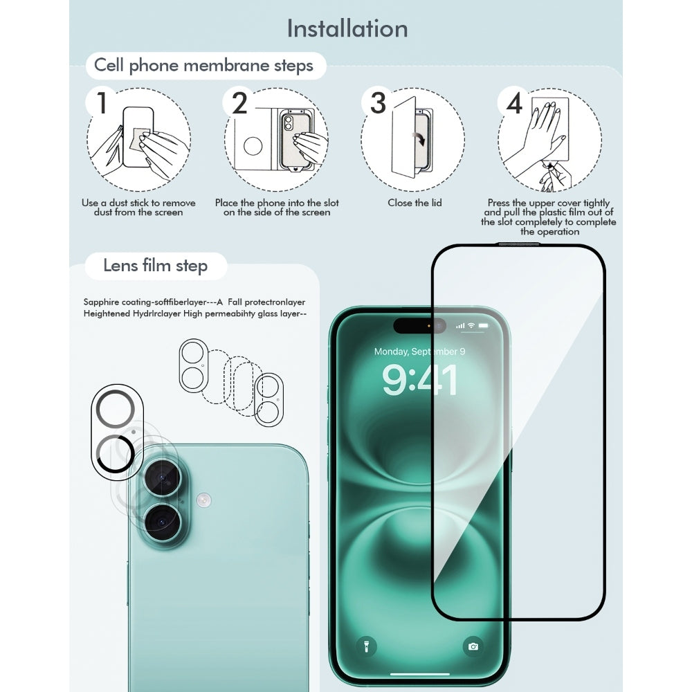 3inuS S61 Ochranný obal a ochranná fólia na obrazovku pre iPhone 16