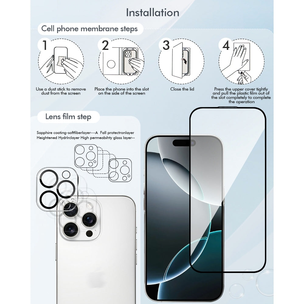 3inuS S62 Ochranný obal a ochranná fólia na obrazovku pre iPhone 16 Pro