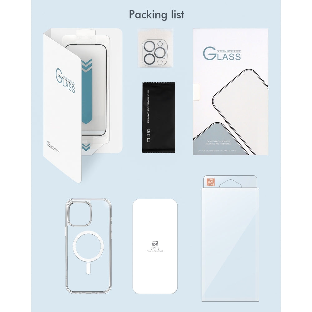 3inuS S62 Ochranný obal a ochranná fólia na obrazovku pre iPhone 16 Pro