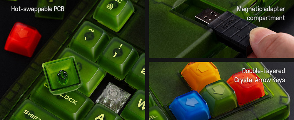 8BitDo Retro 87 Mechanická klávesnica Xbox Edition, 87 kláves, RGB podsvietenie, PCB s možnosťou výmeny za chodu, pripojenie cez Bluetooth/2.4G/USB-C, bezdrôtová herná klávesnica pre Windows a Android