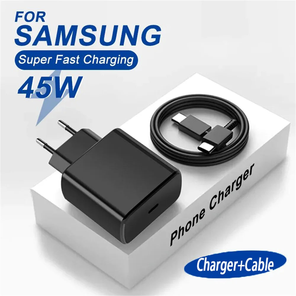 PD 45W USB C nabíjačka Super rýchly nabíjací adaptér pre Samsung Galaxy S22 S23 S24 Ultra Note 20 Nabíjačka mobilného telefónu typu C kábel