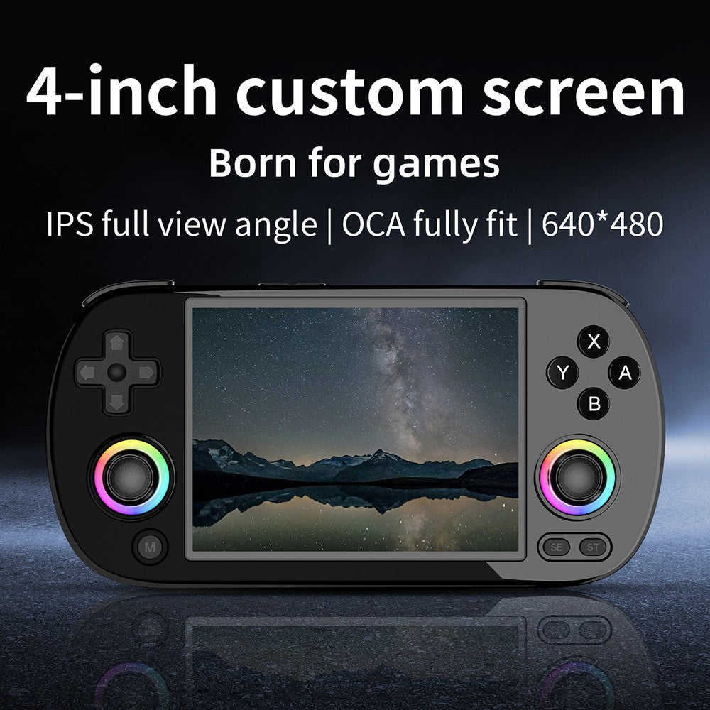 ANBERNIC RG40XX H Retro Game Console with RGB Light, 32GB TF Card, LPDDR4 1GB, 640*480P IPS Screen, 3200mAh Battery for 6 Hours Autonomy, Linux OS, 5G Wifi Bluetooth, Moonlight Streaming - Black
