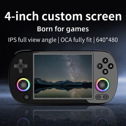 ANBERNIC RG40XX H Retro Game Console with RGB Light, 32GB TF Card, LPDDR4 1GB, 640*480P IPS Screen, 3200mAh Battery for 6 Hours Autonomy, Linux OS, 5G Wifi Bluetooth, Moonlight Streaming - Black