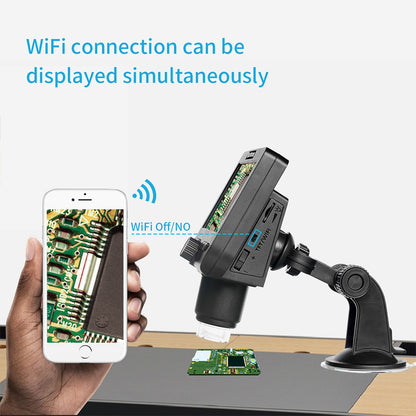 ANESOK 317 WiFi Microscope with 4.3 Inch Screen, 2 Megapixels, 1000X Magnification, 1080P Resolution, 5 Hours Working Time, 8 LEDs