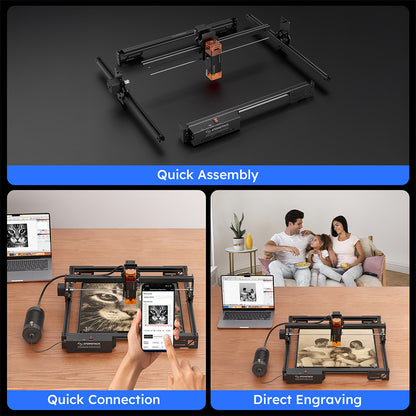 ATOMSTACK A5 Pro V2 5W Laser Engraver, 400mm/s High Speed, 0.01mm Precision, 5mm Wood 3mm Black Acrylic in One Pass, 410*380mm