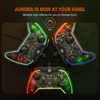 BIGBIG WON Rainbow Lite Wired Game Controller, RGB Light, Custom Buttons, Compatible with Switch / Windows 10 &amp; 11 PC