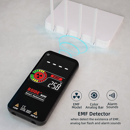 BSIDE S20 Electromagnetic Radiation Detector, Intelligent Multimeter, Color Screen, 9999 Counts, Auto Range, High precision Meter Radiation Monitor