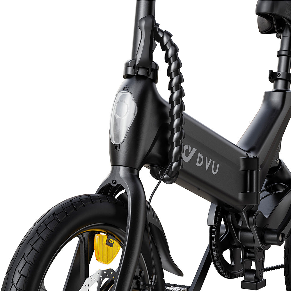 DYU A16 Electric Bike, 250W Motor, 36V 10Ah Battery, 16-inch Tire, 25km/h Max Speed, 55km Range, Dual Disc Brakes - Black