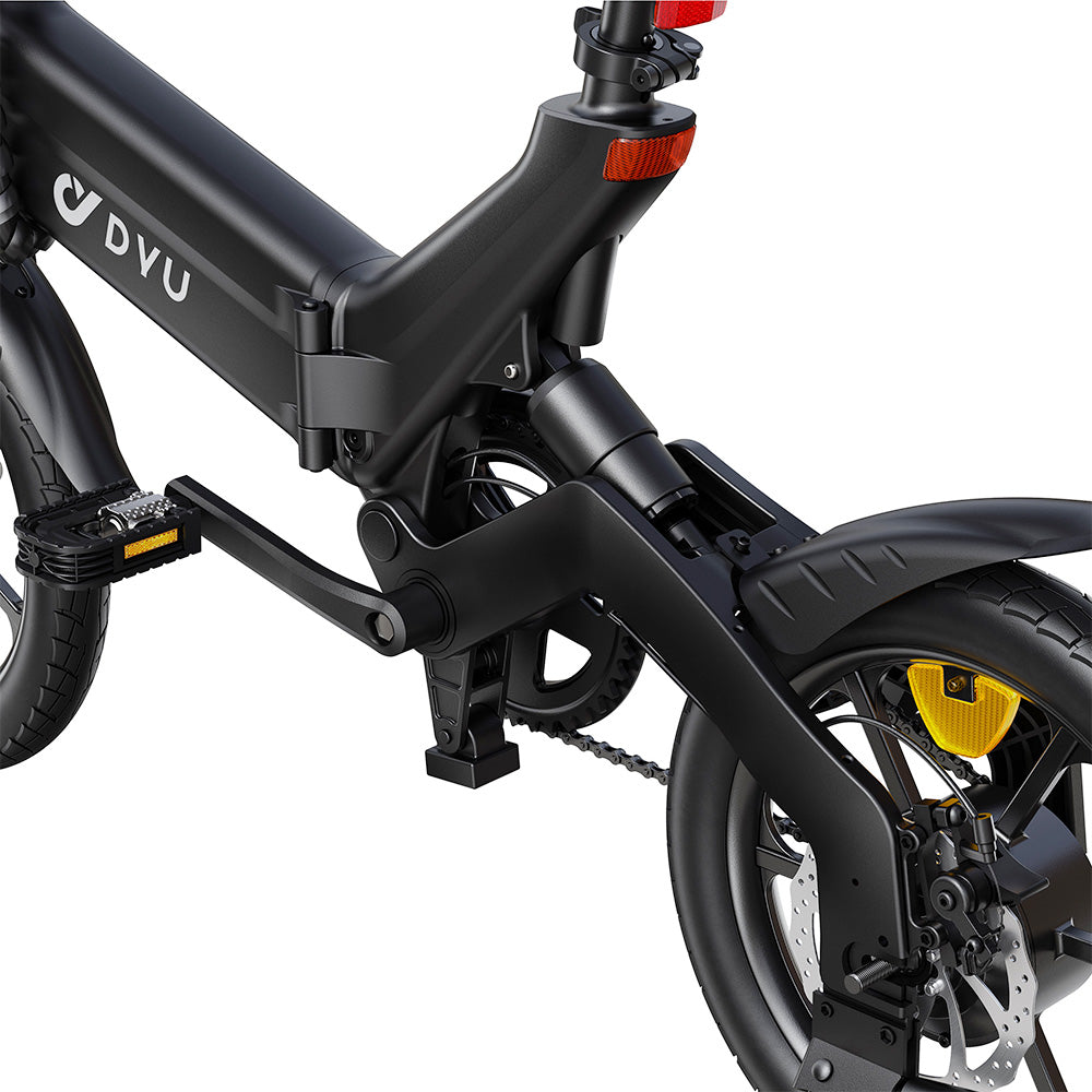 DYU A16 Electric Bike, 250W Motor, 36V 10Ah Battery, 16-inch Tire, 25km/h Max Speed, 55km Range, Dual Disc Brakes - Black