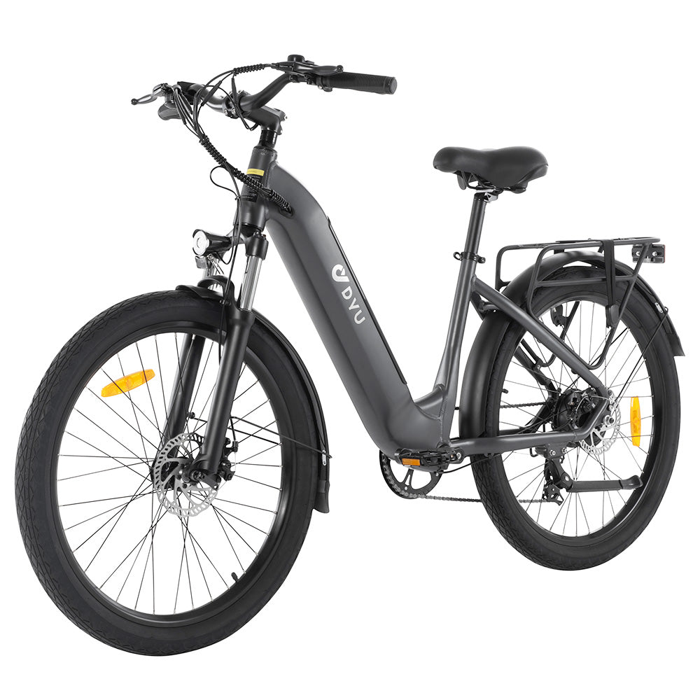 DYU C1 Electric Bike, 350W Motor, 36V 10Ah Battery, 26*2.5&quot; All-terrain Tires, 25km/h Max Speed, 65km Max Range, Dual Disc Brakes